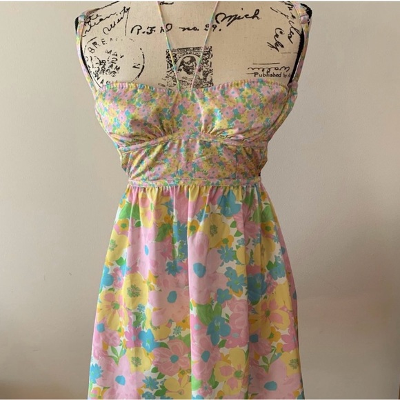 For Love And Lemons Emily Floral backless mini dress size medium - Picture 4 of 4